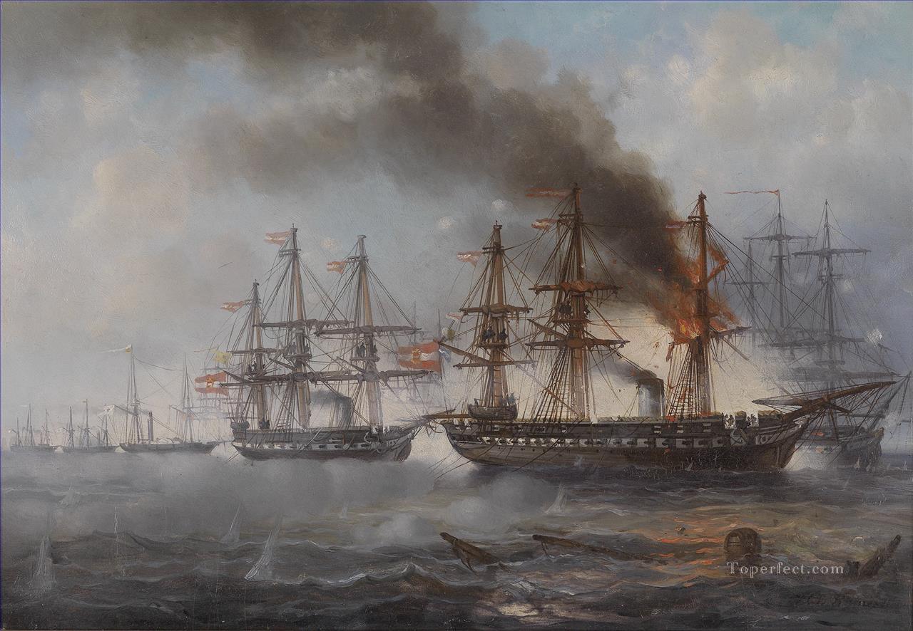Josef Carl Puttner Seegefecht bei Helgoland 1864 Batalla naval Pintura al óleo